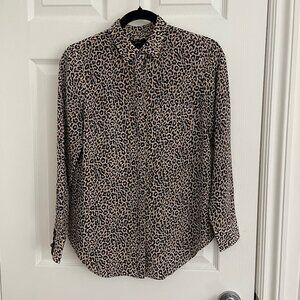 J Crew Cheetah Print Silk Shirt Size 2